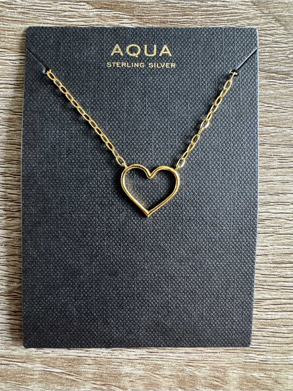 AQUA Open Heart Paperclip Chain Pendant Necklace